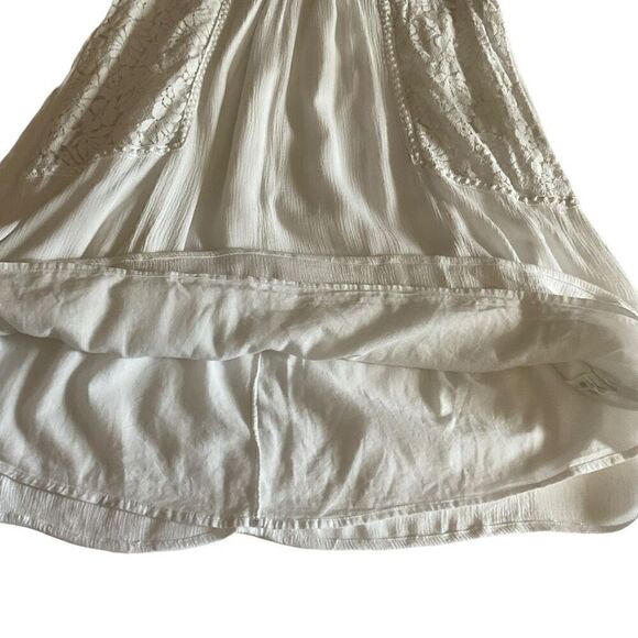 Peach Love Dress Mini Round Neck Lace Floral White Crinkle Fabric Lined Medium - Picture 6 of 10